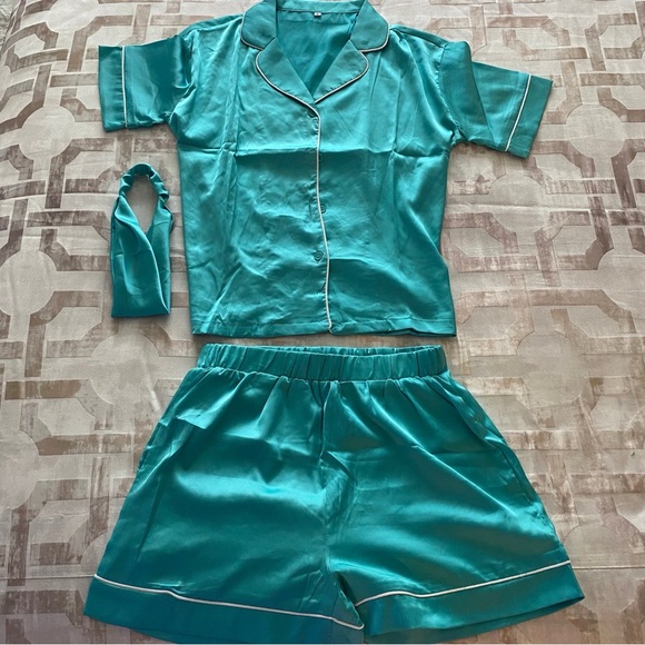 Teal Satin Pajama Set - Picture 1 of 1